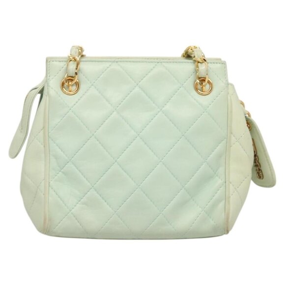 CHANEL Matelasse Chain Shoulder Bag Lamb Skin Peppermint Gold CC Auth - Picture 3 of 16